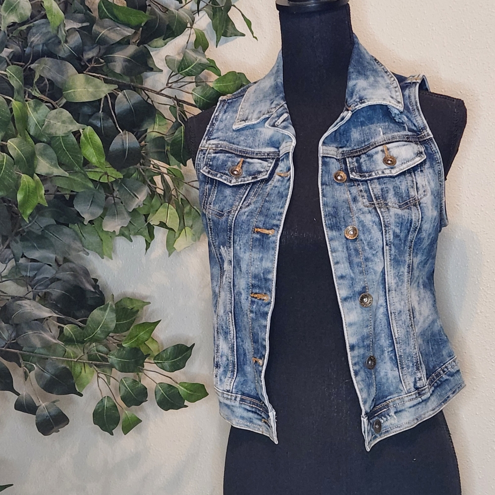 Denim Vest with Button Details